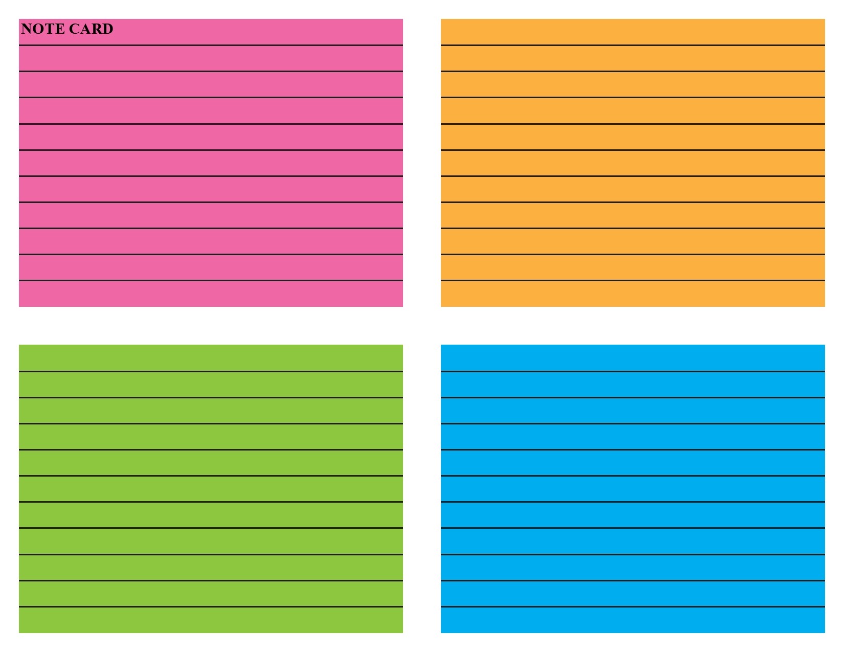 Note Card Template Note Card Template