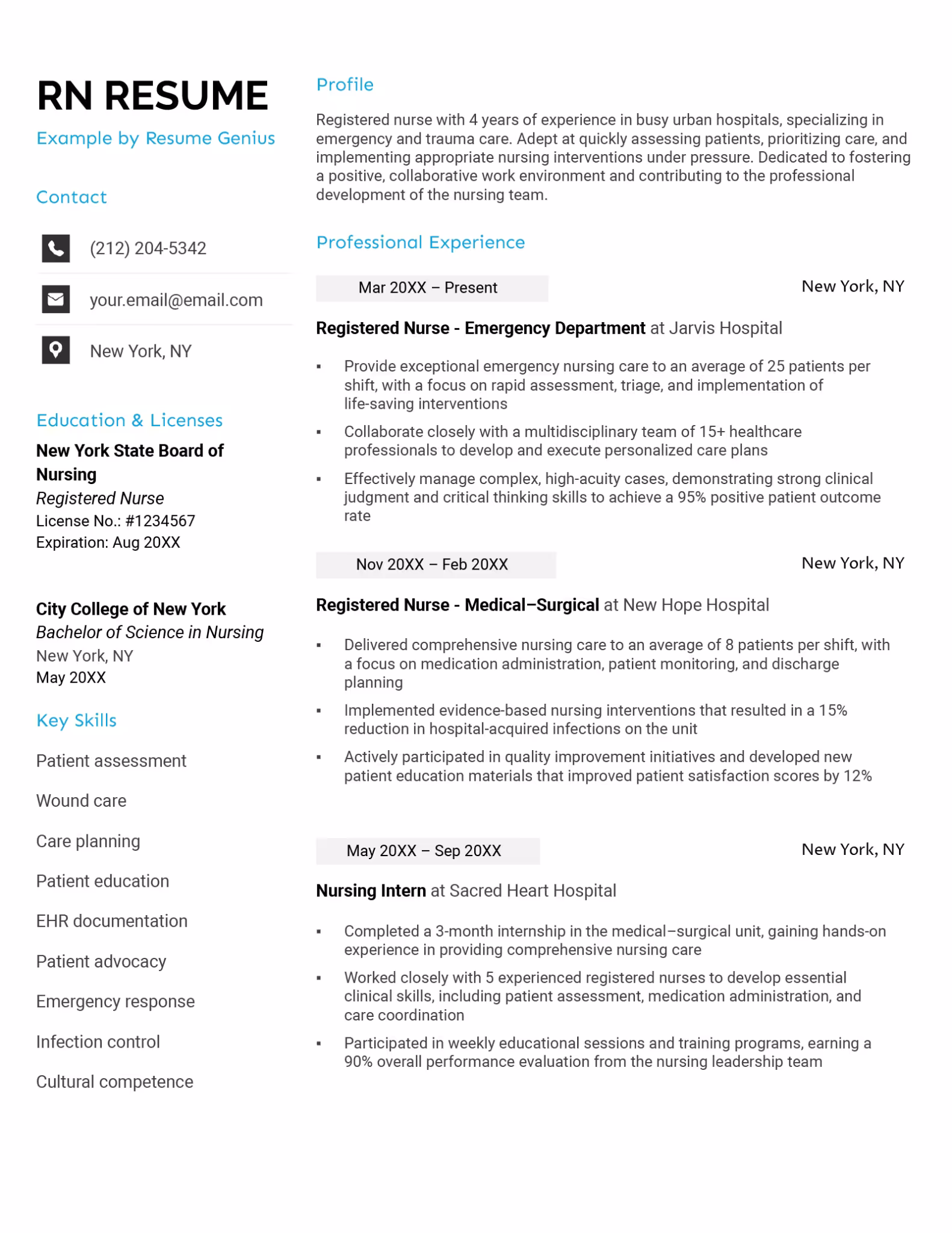 Nursing Resume Example Nursing Resume Example