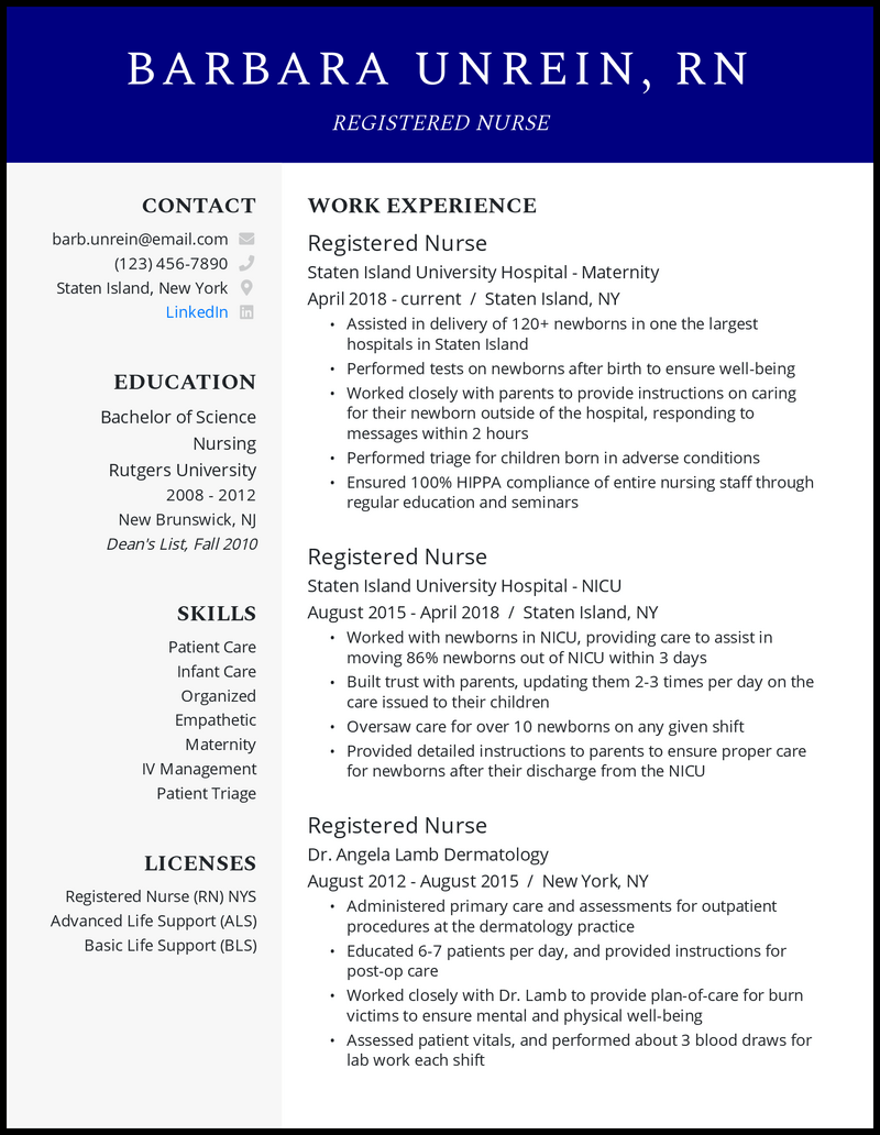 Nursing Resume Sample Nursing Resume Sample