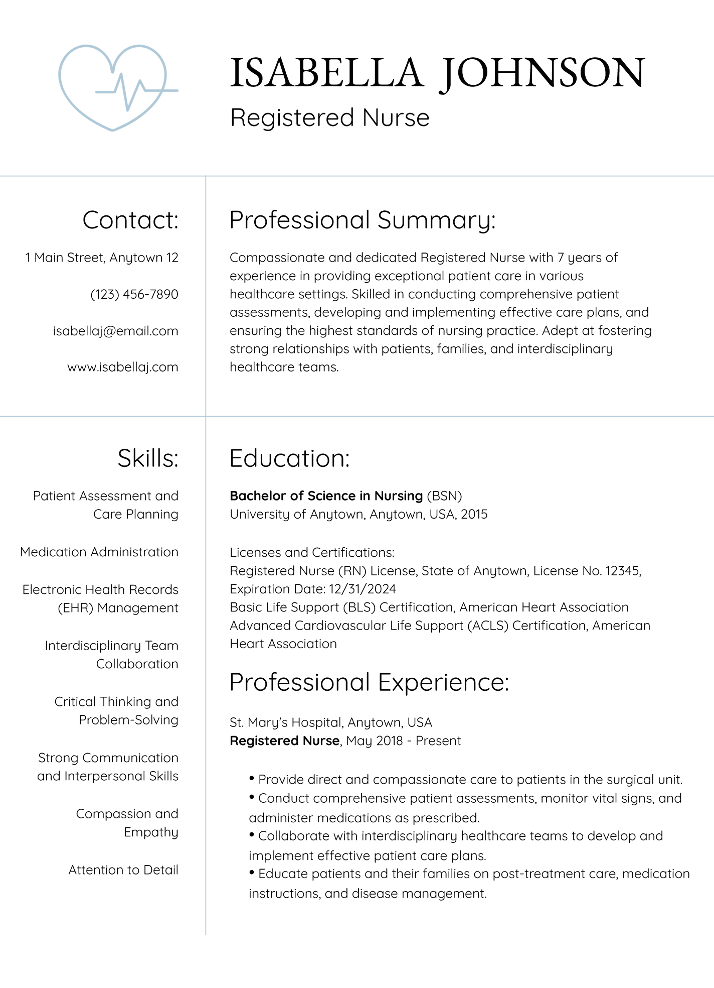 Nursing Resume Template Nursing Resume Template