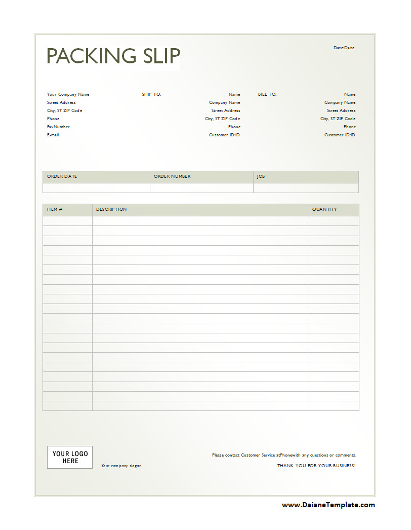 Packing Slip Template Simple Packing Slip Template