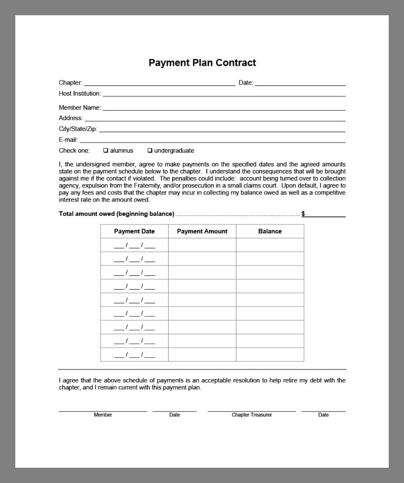 Payment Plan Template Sample Payment Plan Template Sample