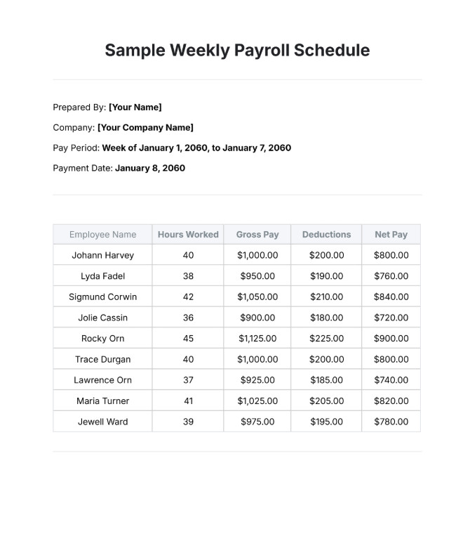 Payroll Schedule Template Example Payroll Schedule Template Example