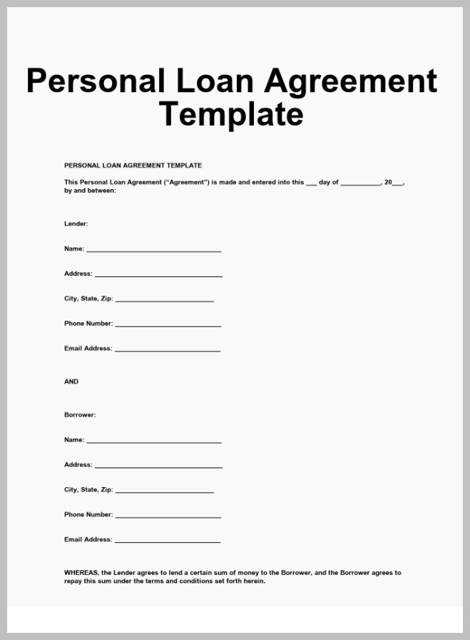 Personal Loan Agreement Template Sample Personal Loan Agreement Template Sample