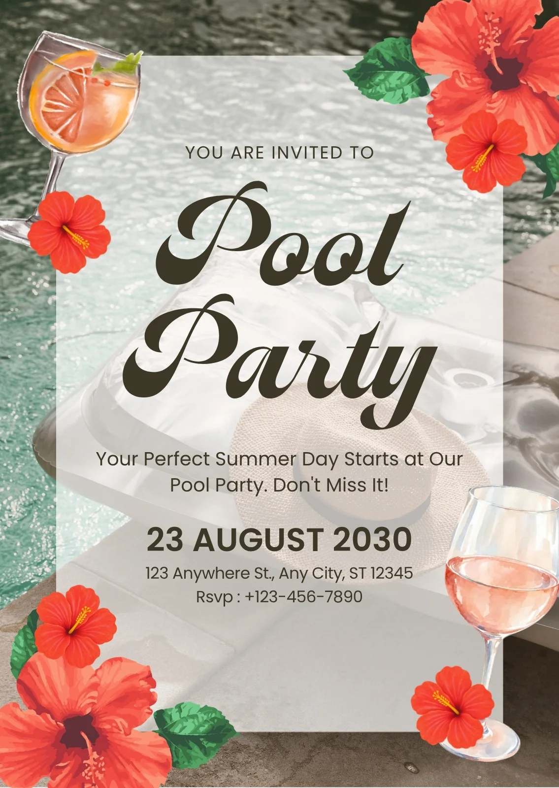 Pool Party Invitation Template Example Pool Party Invitation Template Example