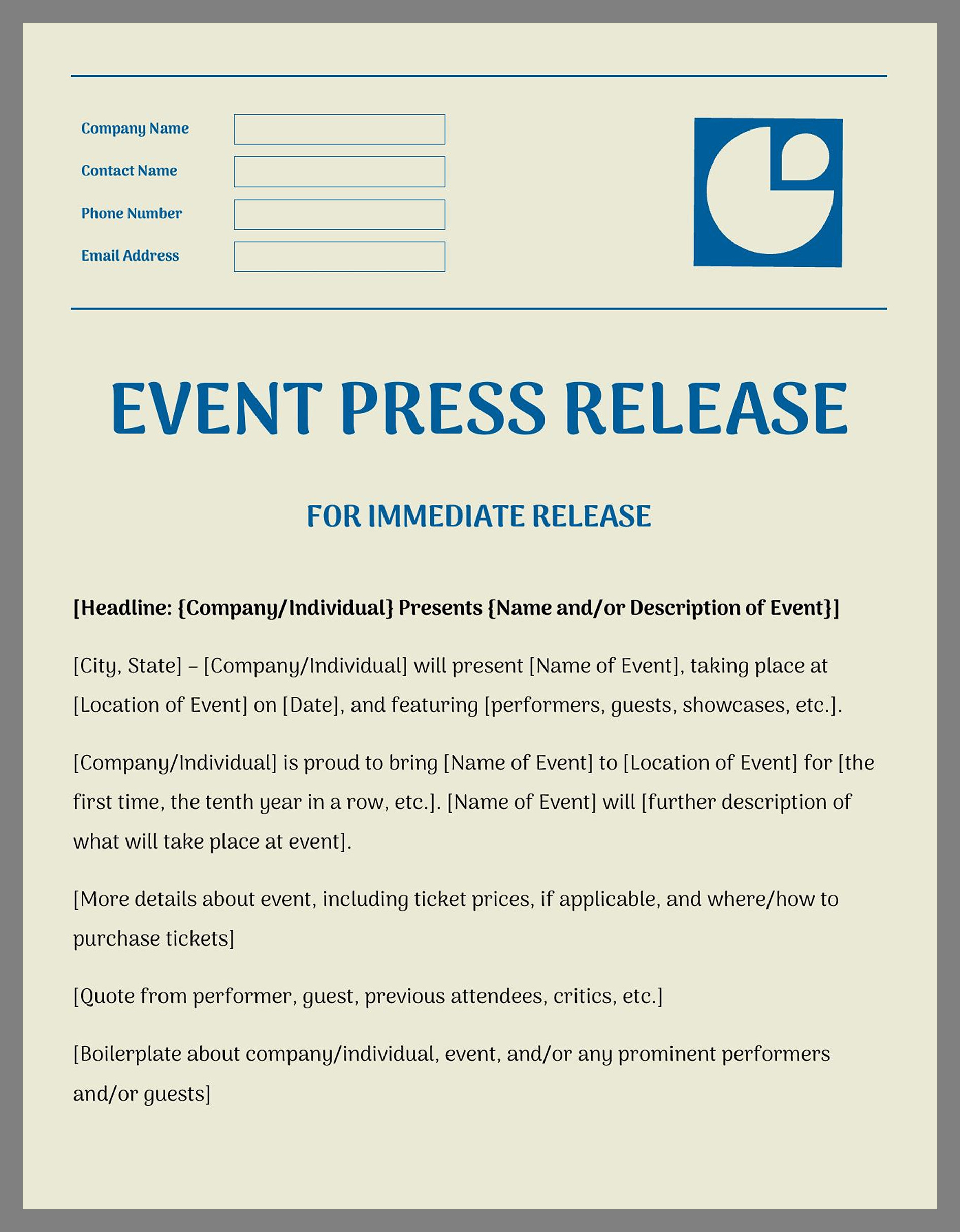 Press Release Template Press Release Template
