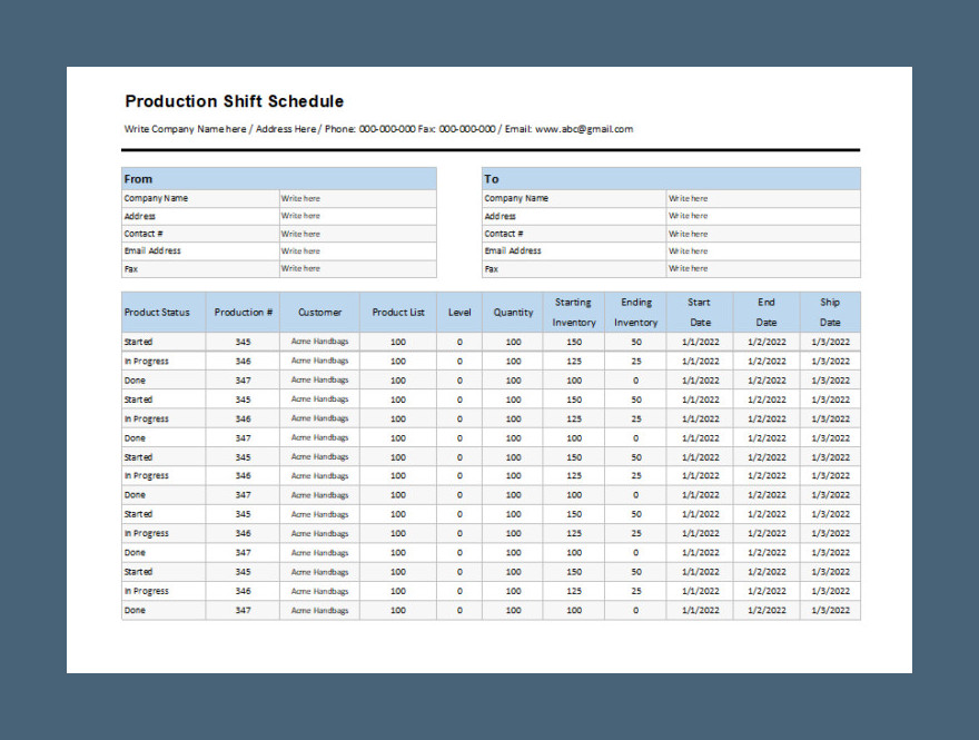 Production Shift Schedule Template Sample Production Shift Schedule Template Sample