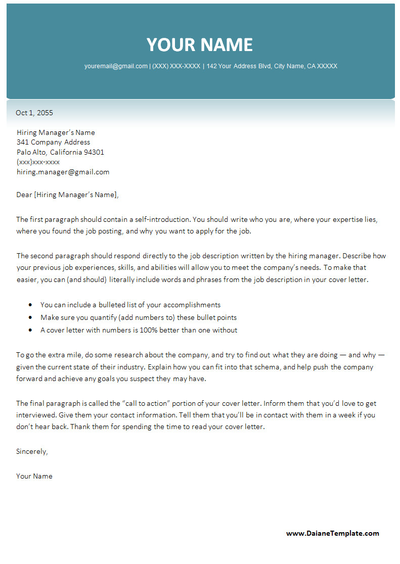 Professional Cover Letter Template Professional Cover Letter Template