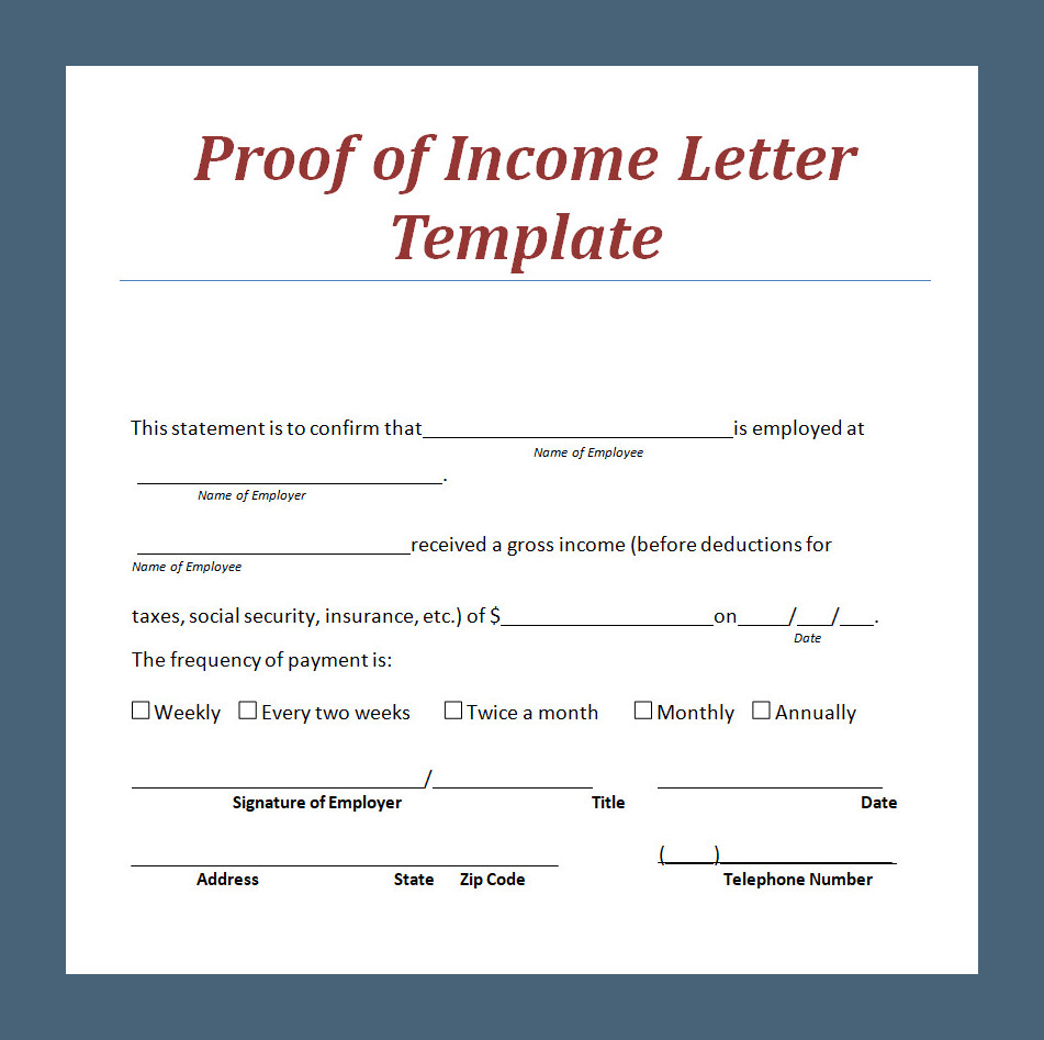 Proof of Income Letter Template Sample Proof of Income Letter Template Sample