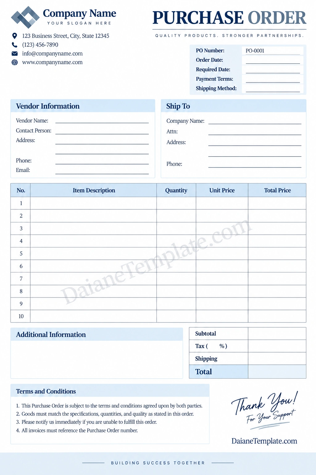 Purchase Order Template Purchase Order Template