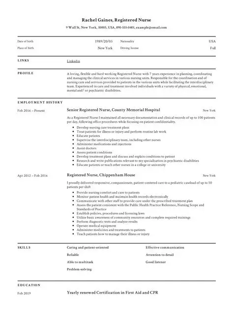 Registered Nurse Resume Template Example Registered Nurse Resume Template Example