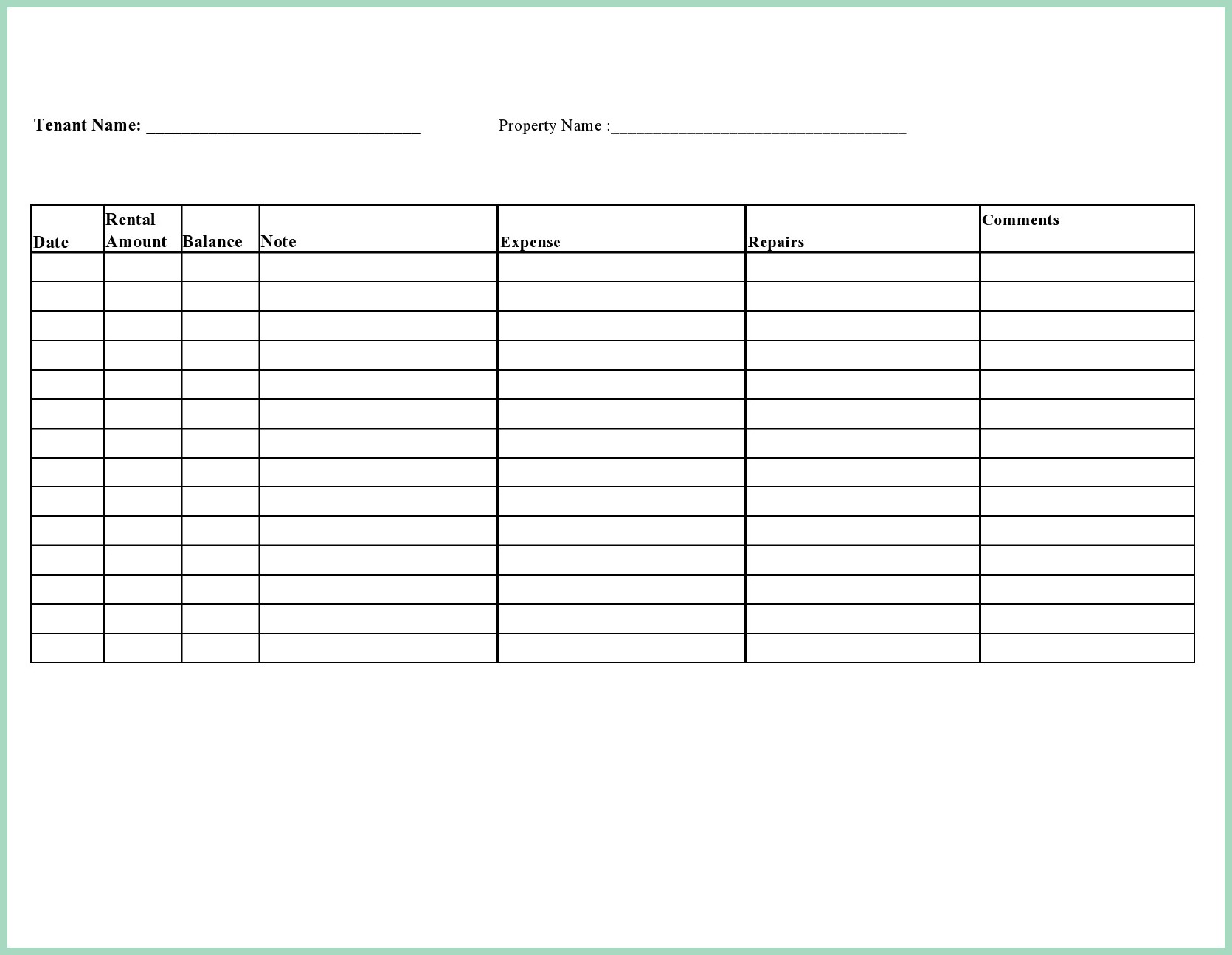Rental Ledger Template Example Rental Ledger Template Example