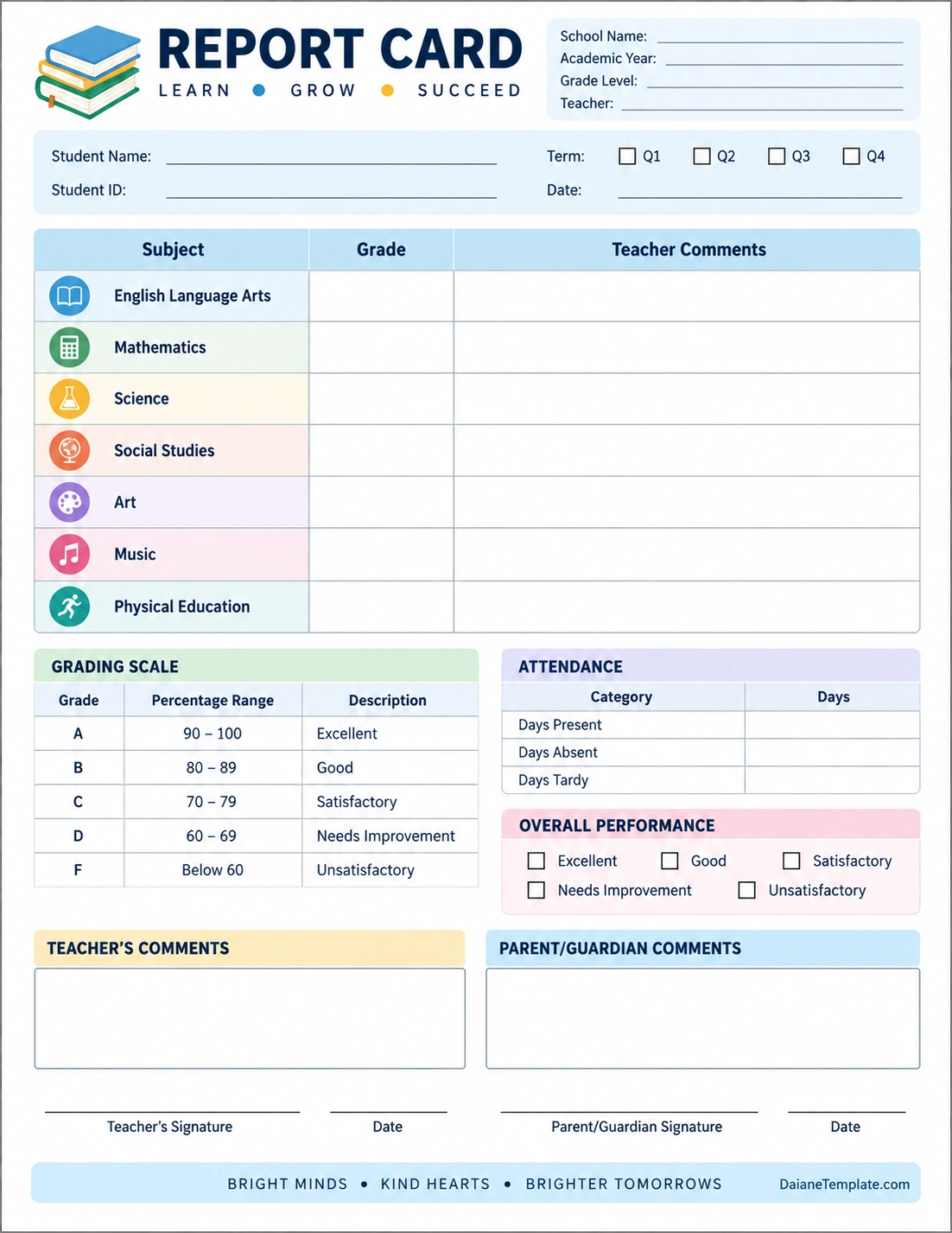 Report Card Template Report Card Template