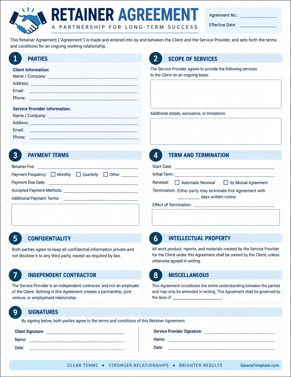 Retainer Agreement Template Retainer Agreement Template