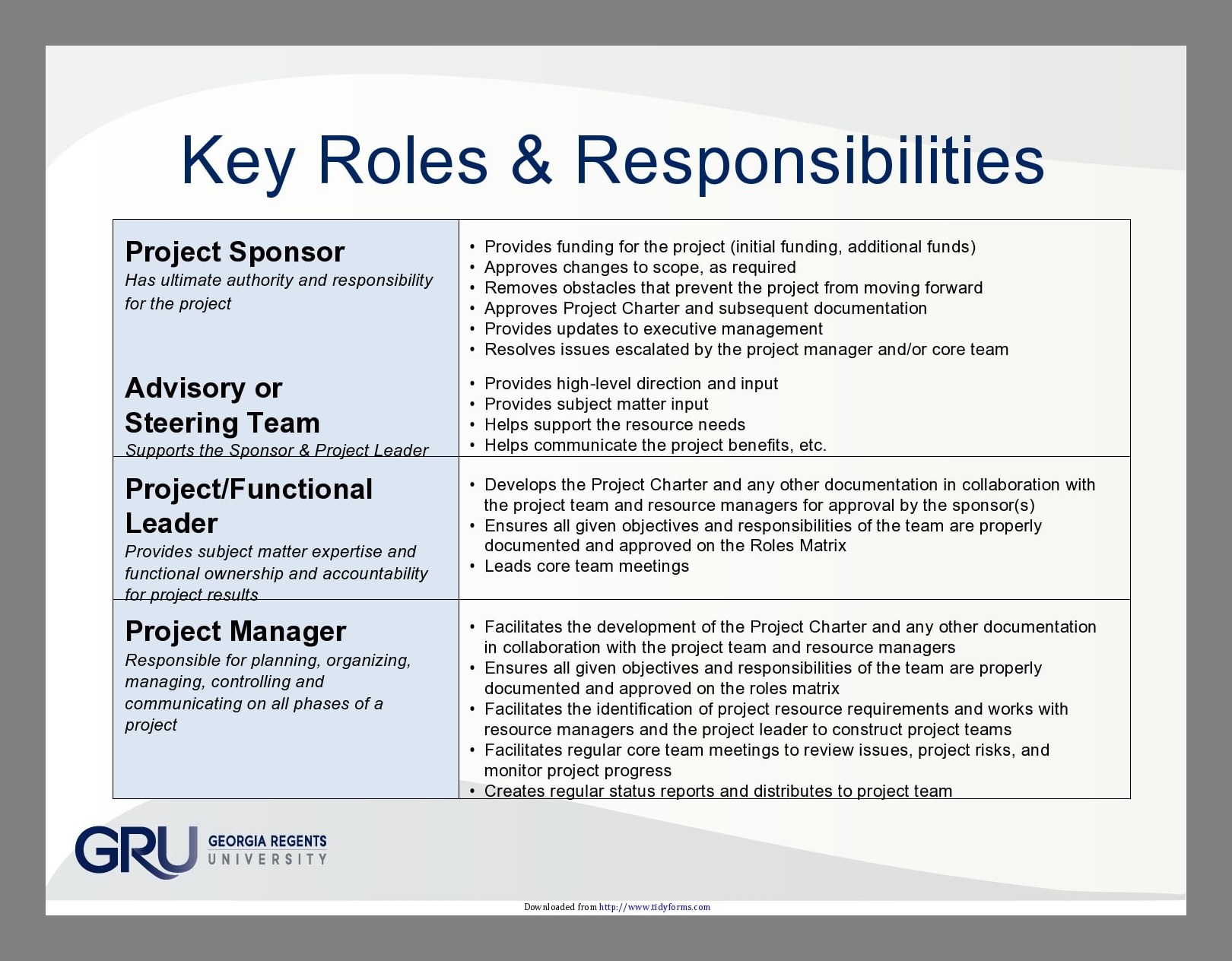Roles and Responsibilities Template Roles and Responsibilities Template