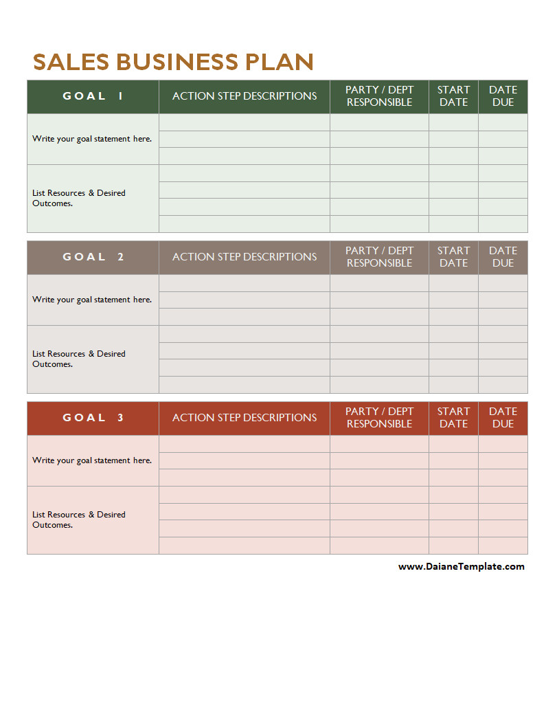 Sales Business Plan Template Sales Business Plan Template
