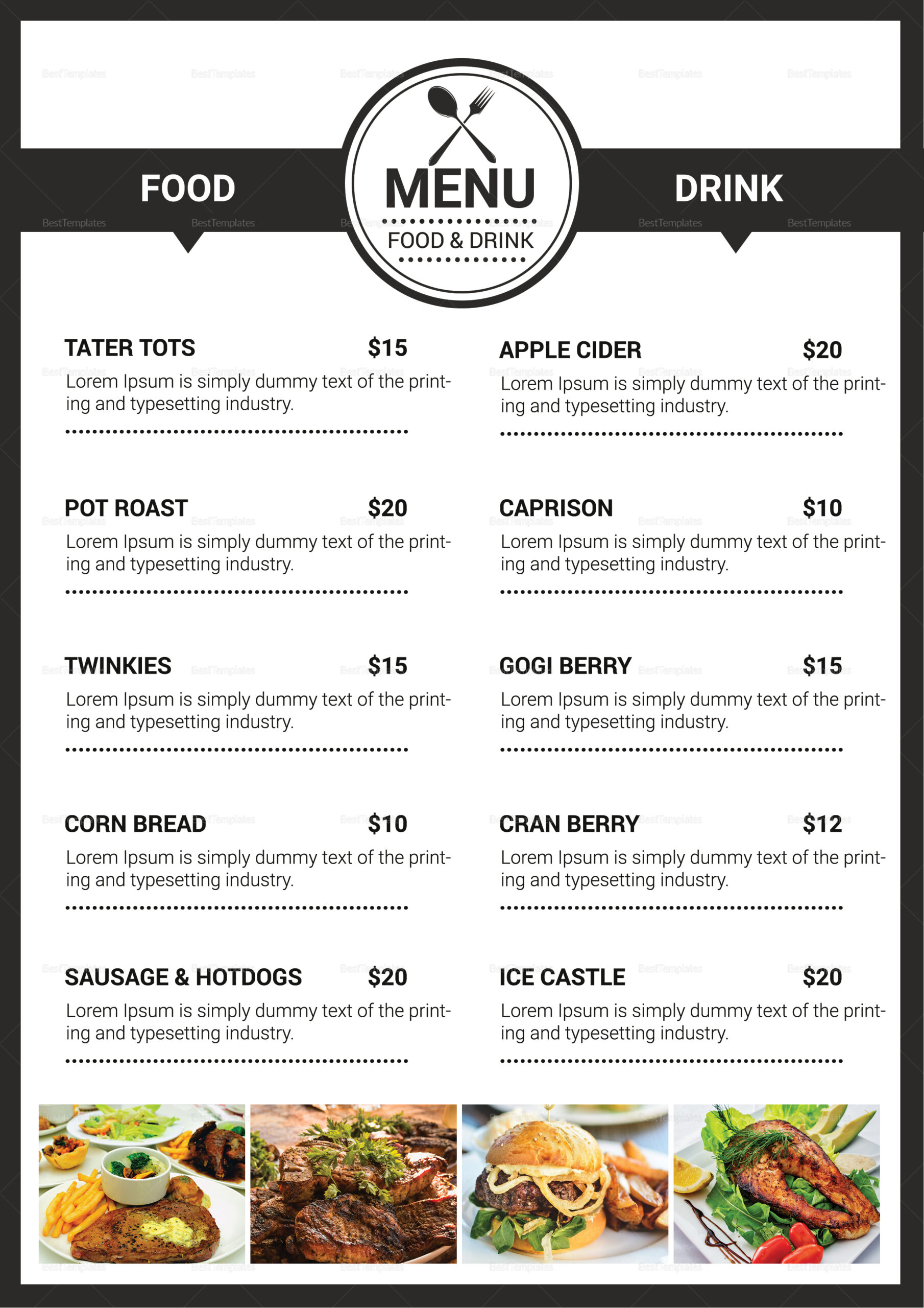 Sample Catering Menu Template Sample Catering Menu Template