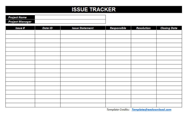 Sample Issue Log Template Sample Issue Log Template