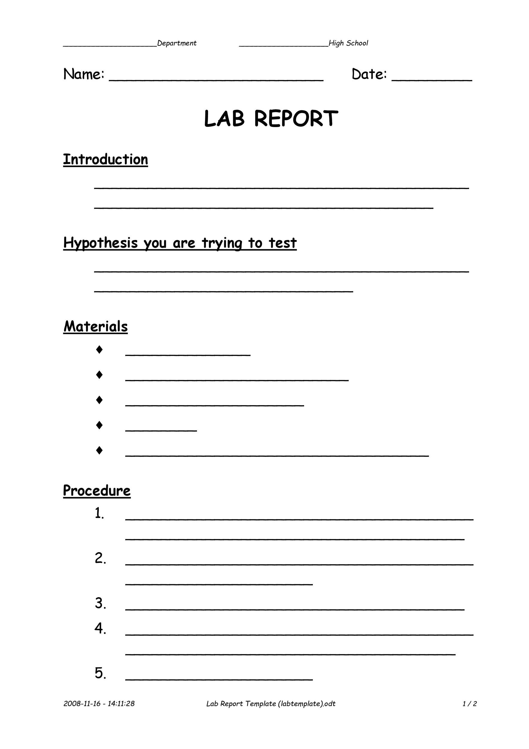 Sample Lab Report Template Sample Lab Report Template