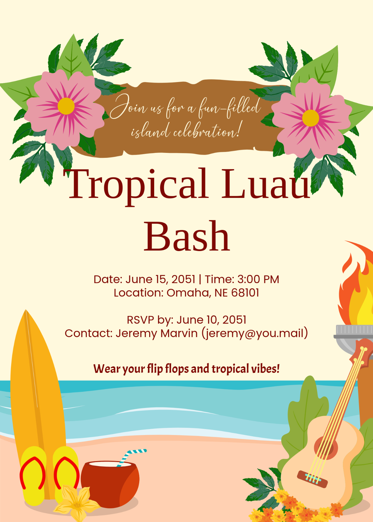 Sample Luau Party Invitation Template Sample Luau Party Invitation Template