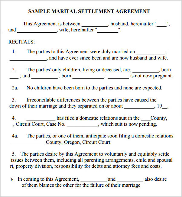 Sample Marriage Agreement Template Sample Marriage Agreement Template