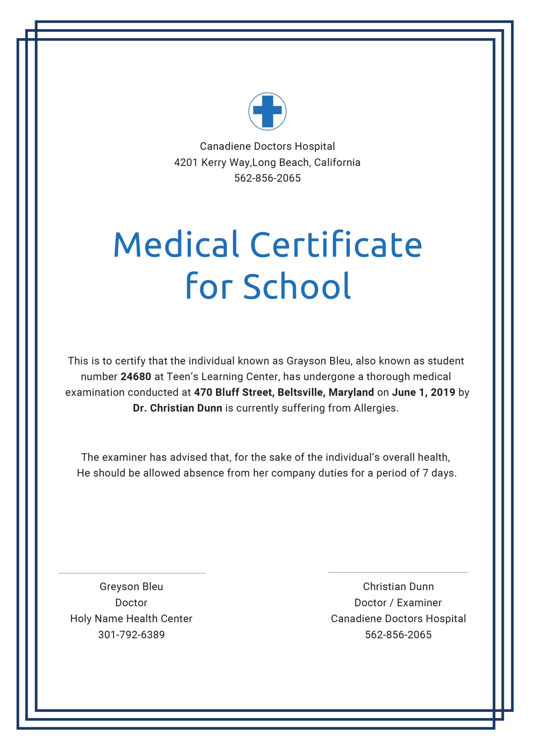 Sample Medical Certificate Template Sample Medical Certificate Template