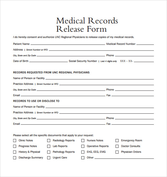 Sample Medical Records Release Form Sample Medical Records Release Form
