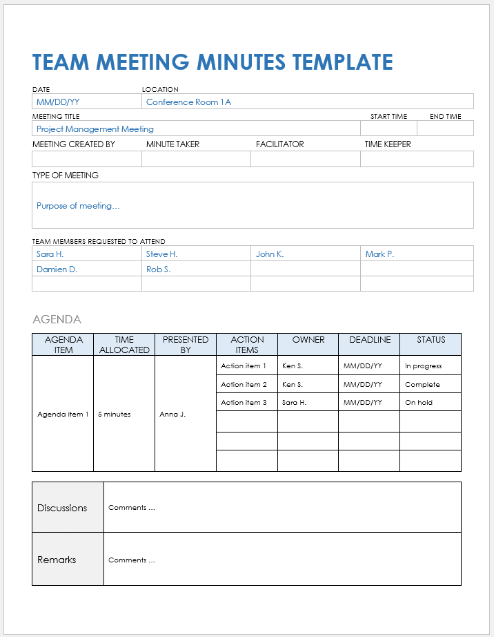 Sample Meeting Minutes Template with Action Items Sample Meeting Minutes Template with Action Items