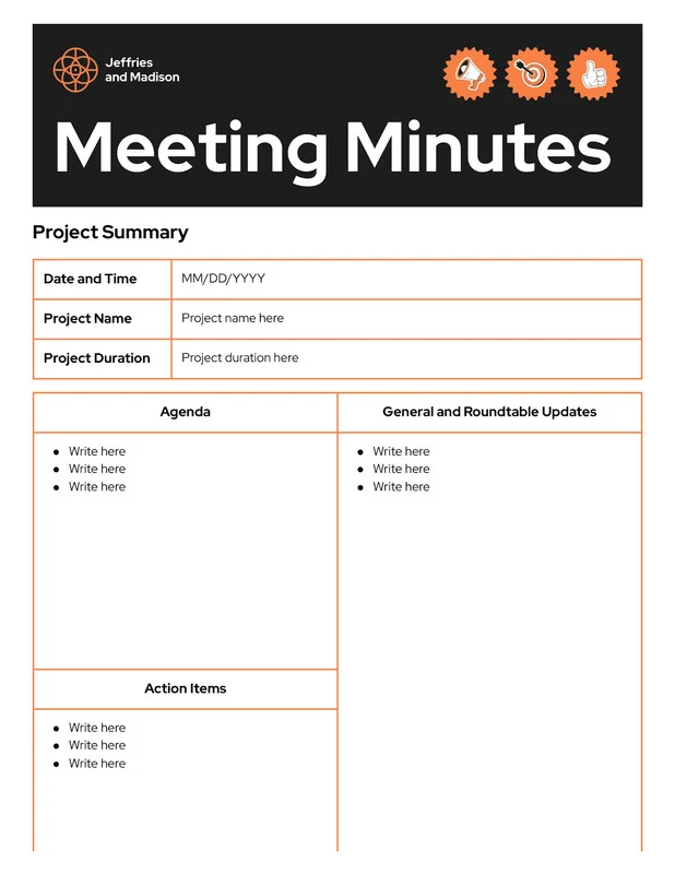 Sample Meeting Minutes Template Sample Meeting Minutes Template