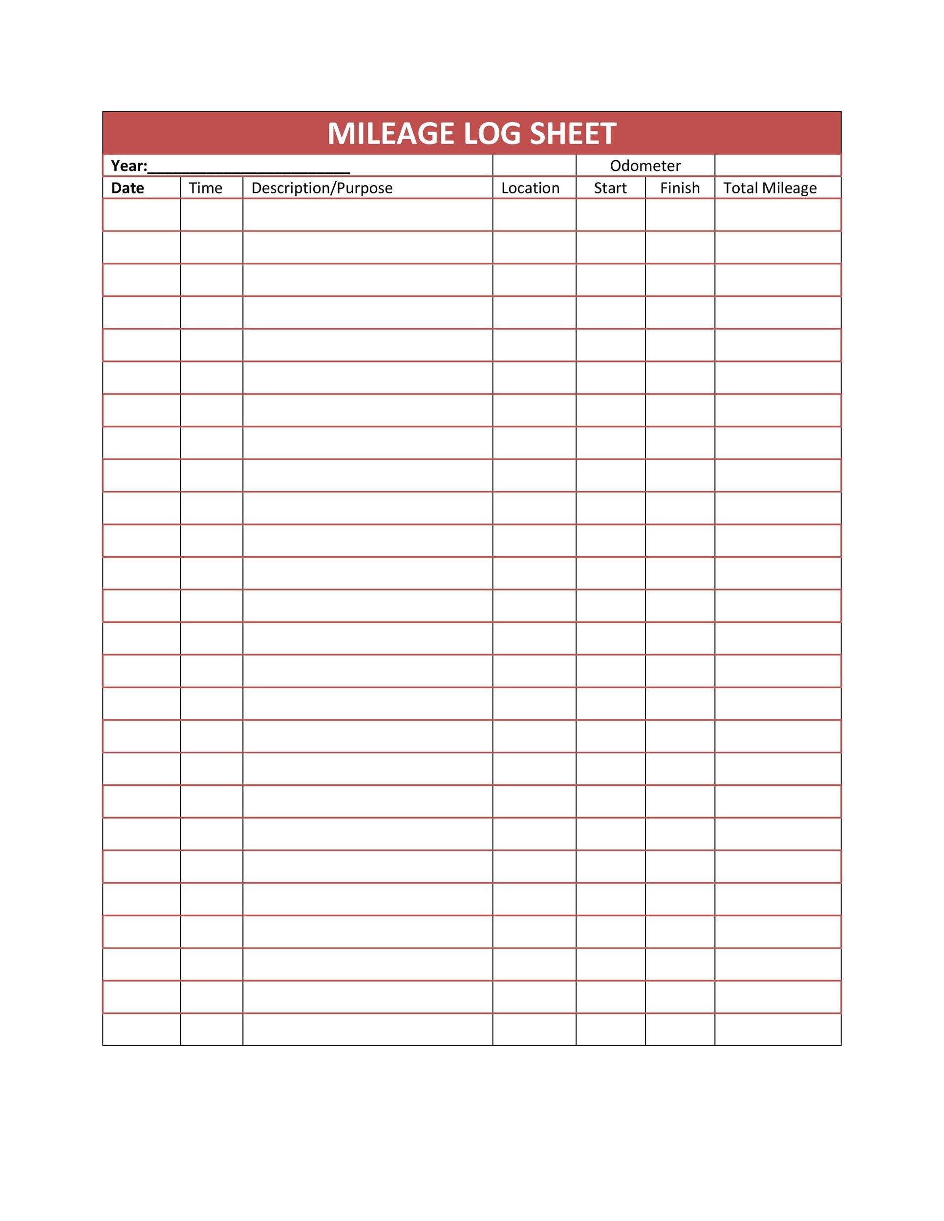 Sample Mileage Log Template Sample Mileage Log Template