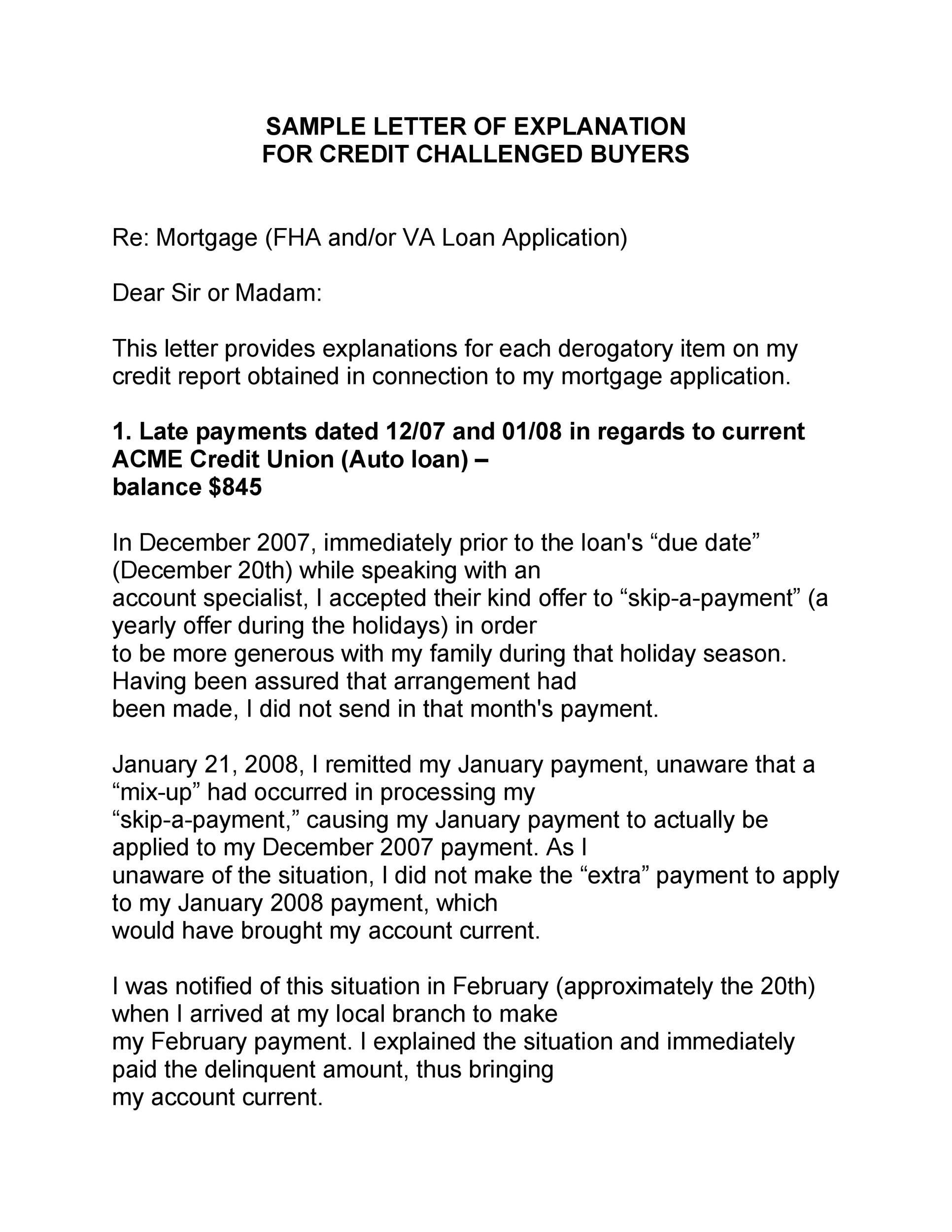 Sample Mortgage Letter of Explanation Template Sample Mortgage Letter of Explanation Template