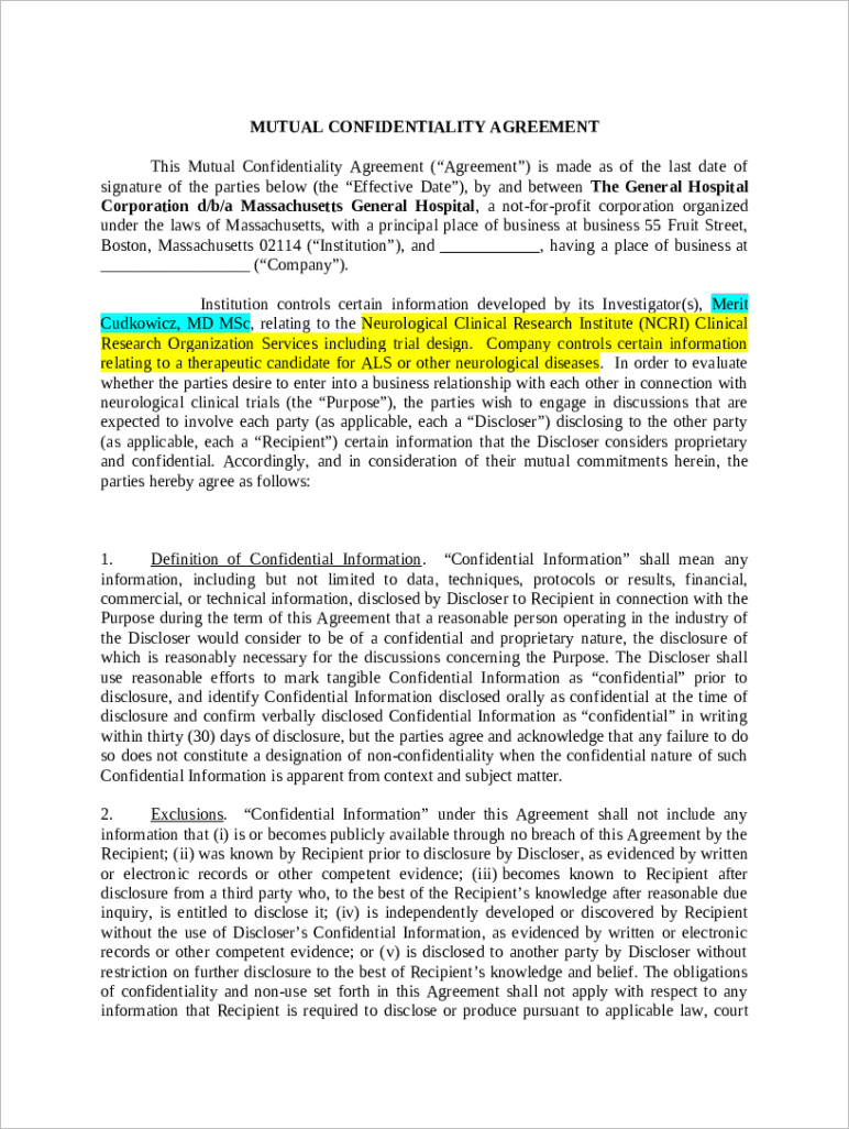 Sample Mutual Confidentiality Agreement Template Sample Mutual Confidentiality Agreement Template