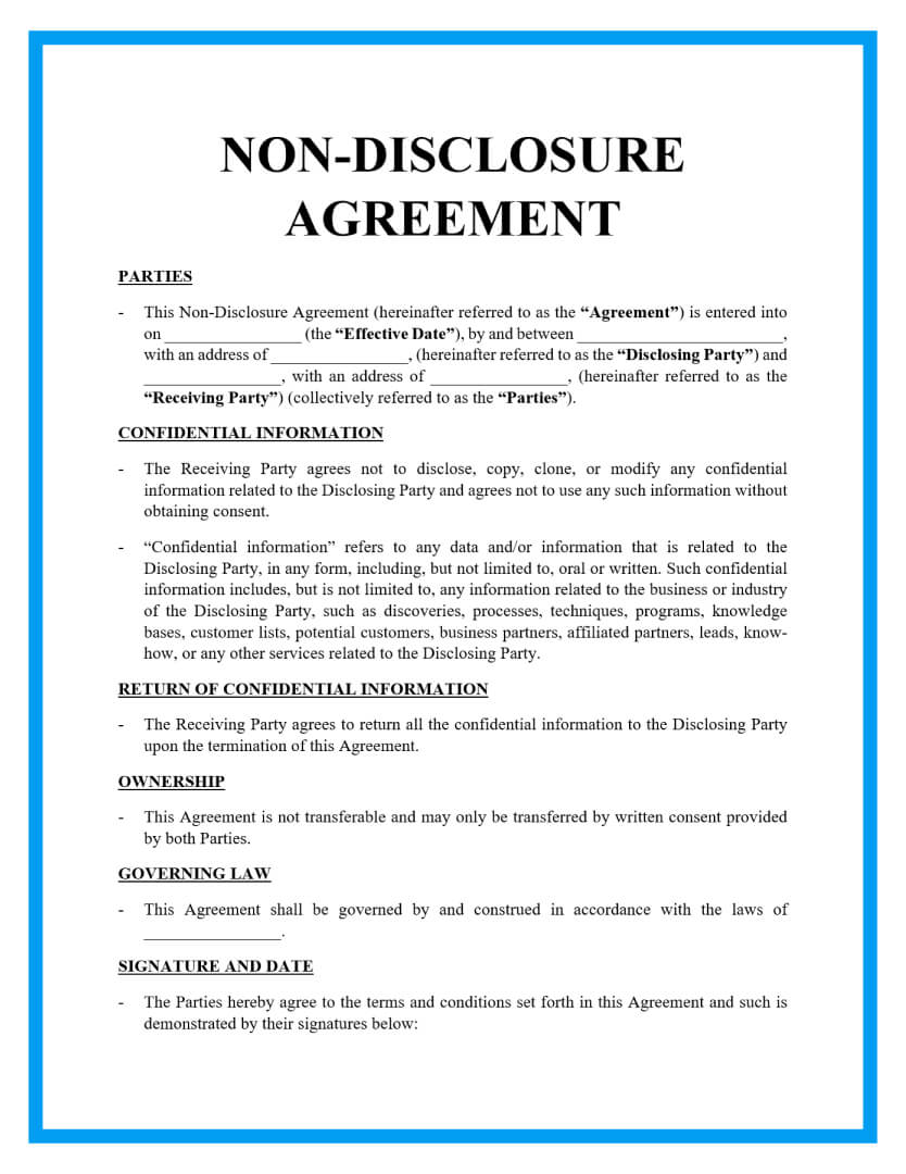 Sample NDA Disclosure Agreement Template Sample NDA Disclosure Agreement Template