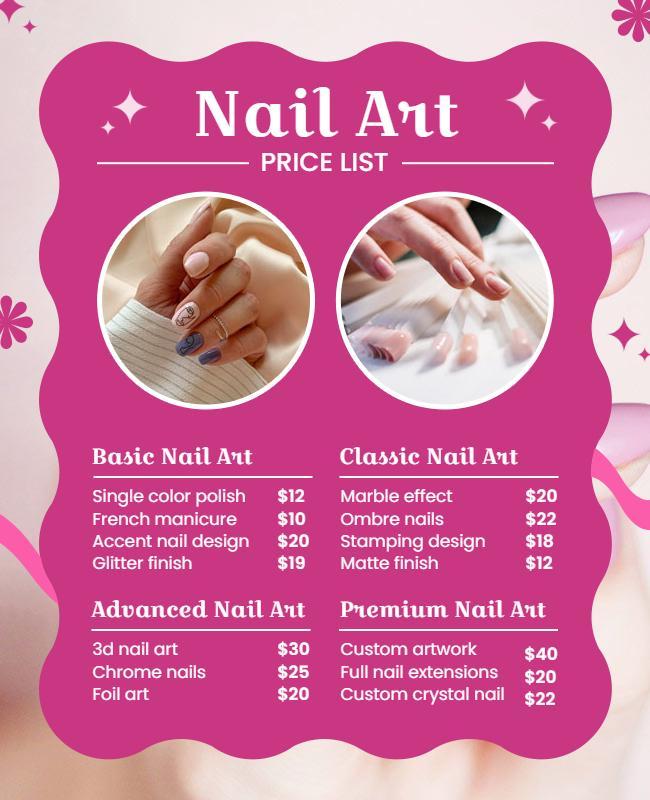 Sample Nail Salon Price List Template Sample Nail Salon Price List Template