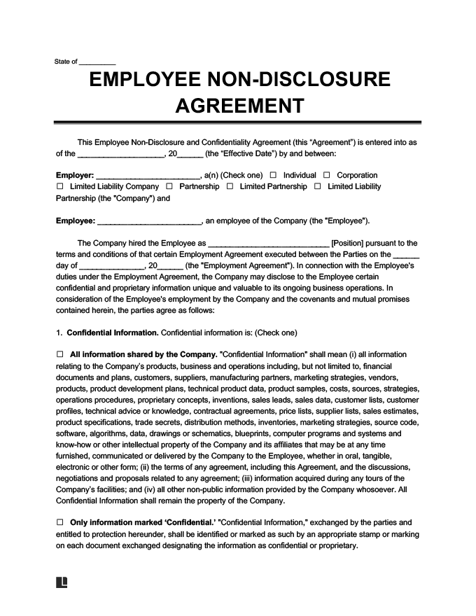Sample Non-disclosure Agreement Template for Employees Sample Non-disclosure Agreement Template for Employees