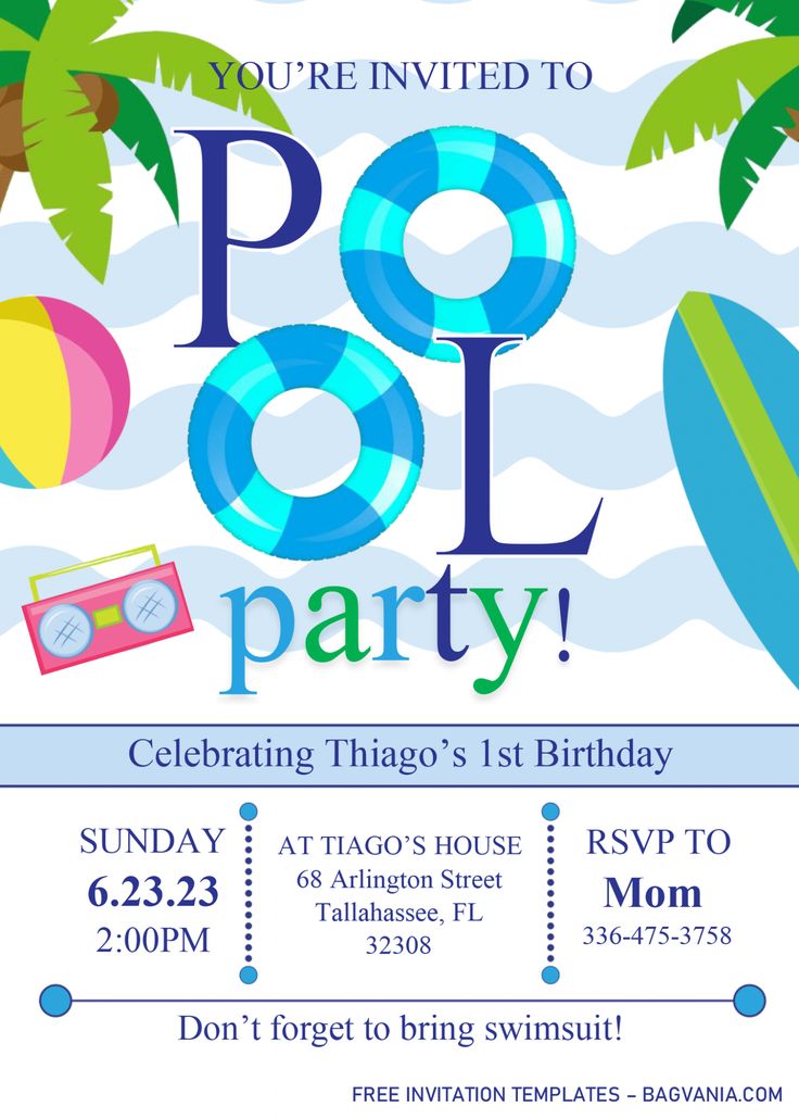 Sample Pool Party Invitation Template Sample Pool Party Invitation Template