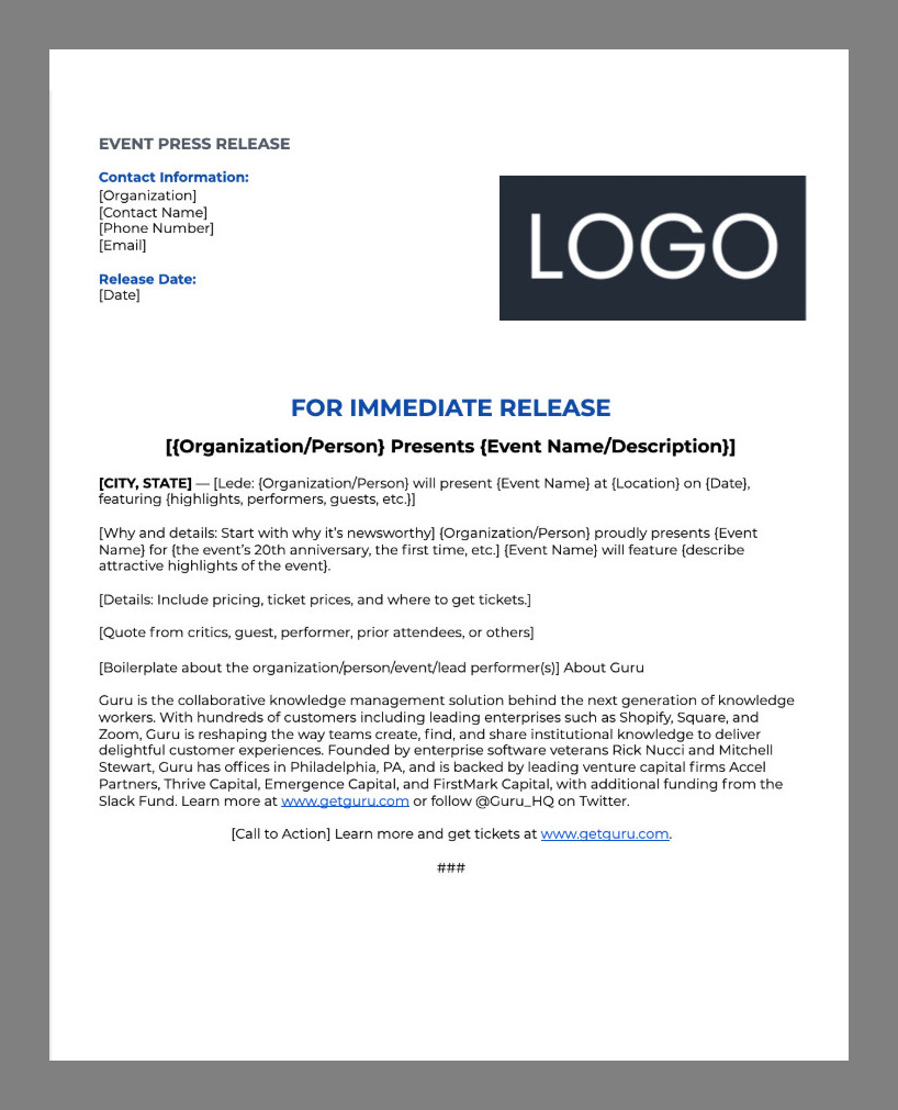 Sample Press Release Template Sample Press Release Template