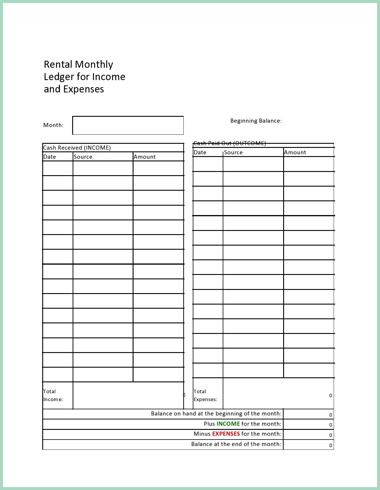 Sample Rental Ledger Template Sample Rental Ledger Template