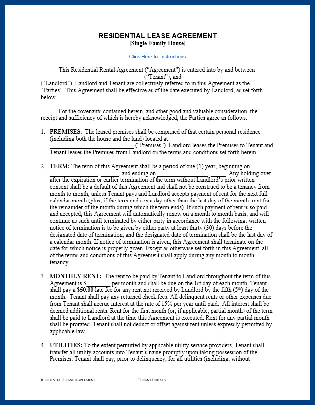 Sample Residential Lease Agreement Template Sample Residential Lease Agreement Template