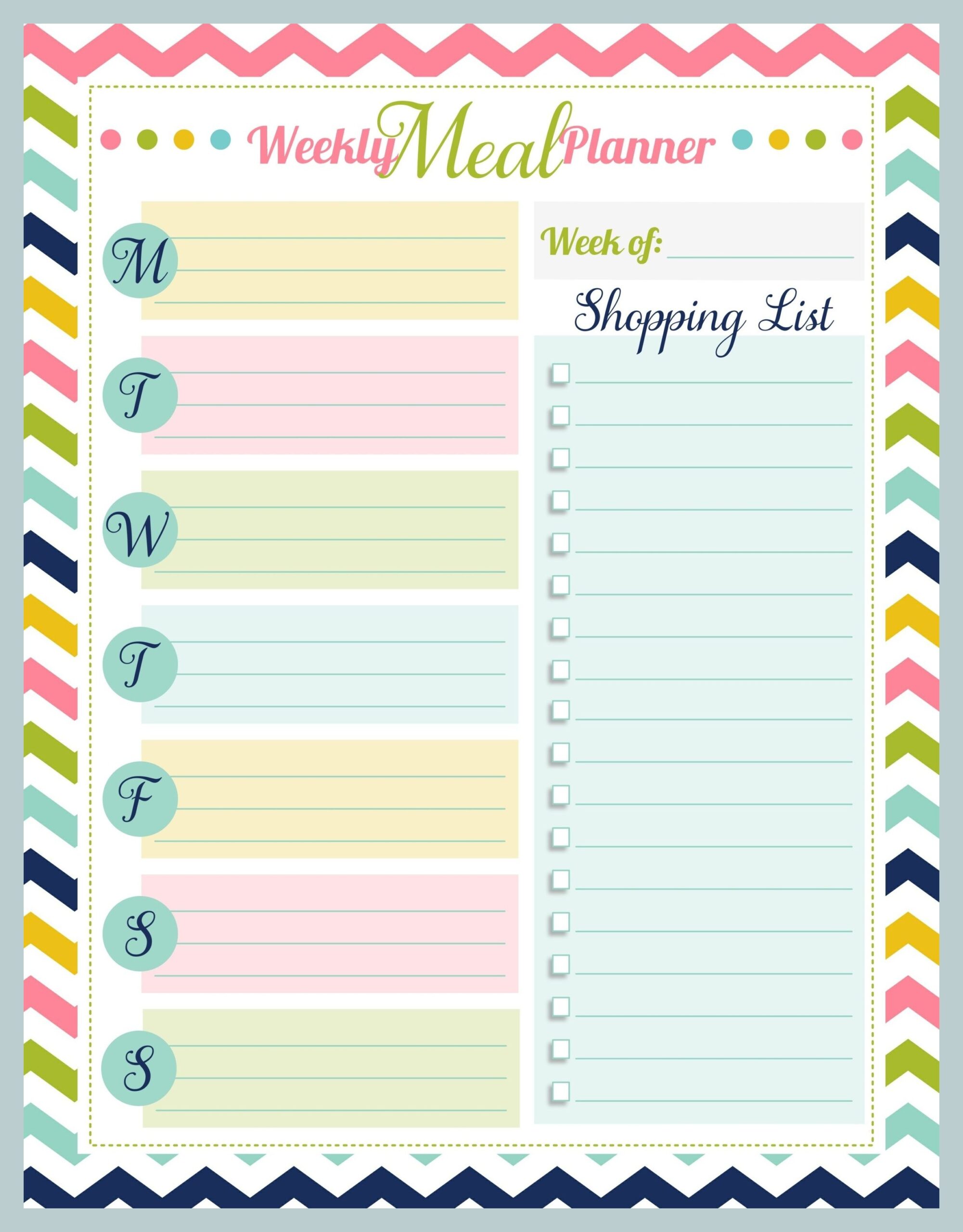 Sample Weekly Meal Planner Template with Grocery List Sample Weekly Meal Planner Template with Grocery List