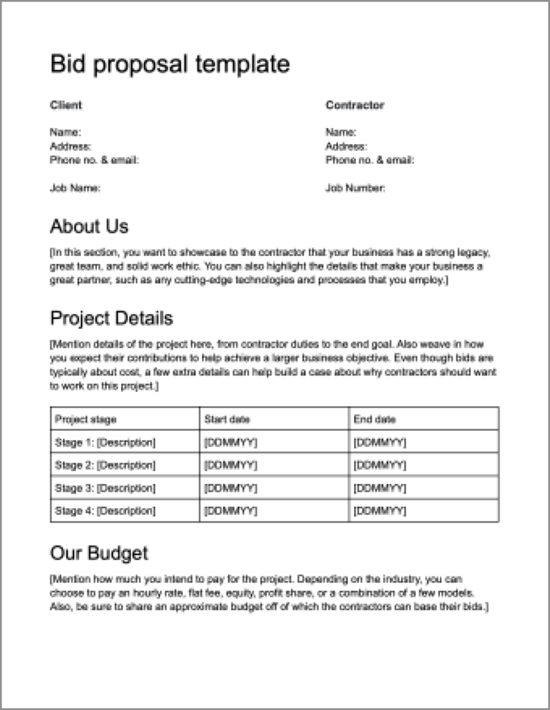 Bid Proposal Template (Word)