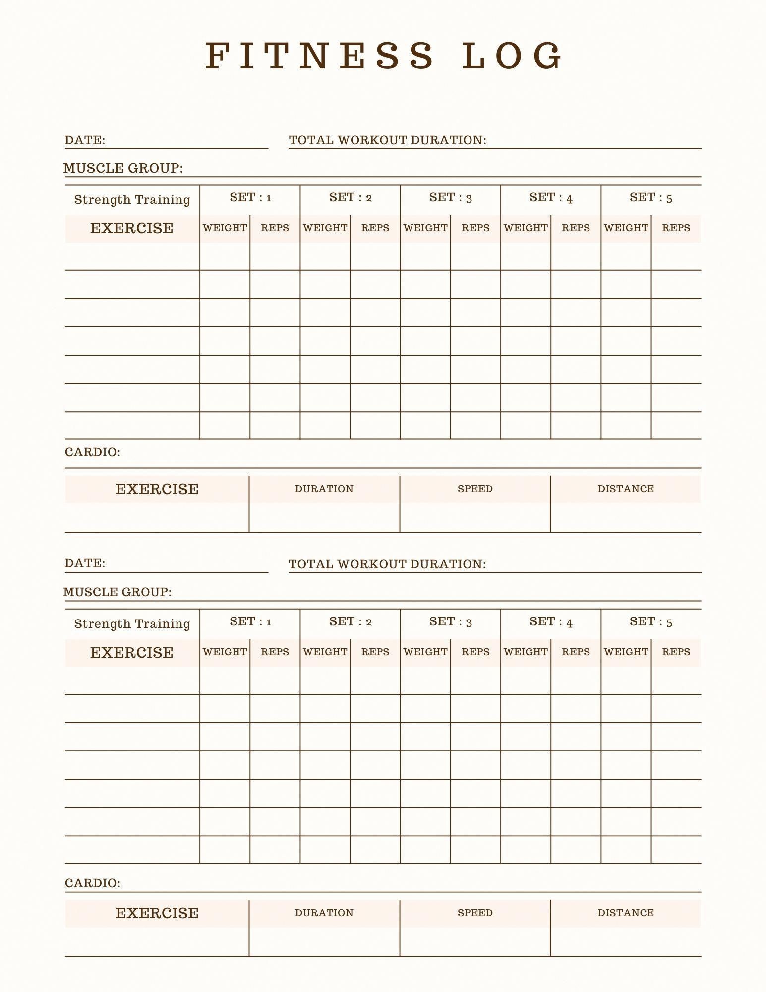 Sample of Fitness Log Template Sample of Fitness Log Template