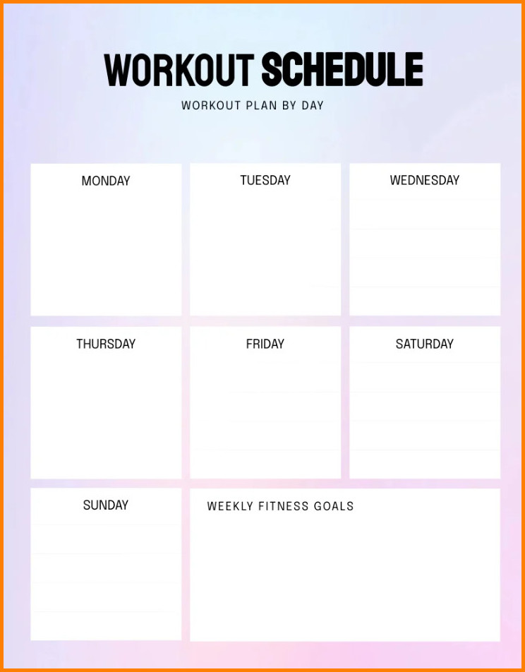 Sample of Fitness Schedule Template Sample of Fitness Schedule Template