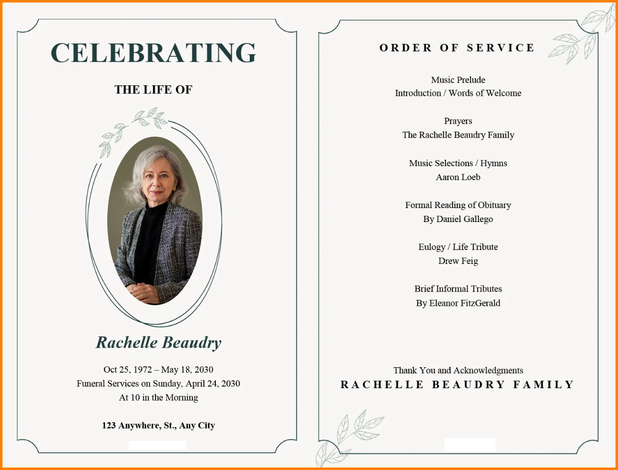 Sample of Funeral Program Template Sample of Funeral Program Template