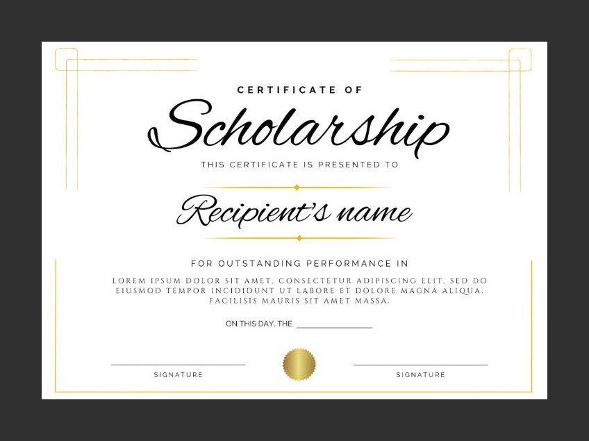 Scholarship Certificate Template Example Scholarship Certificate Template Example