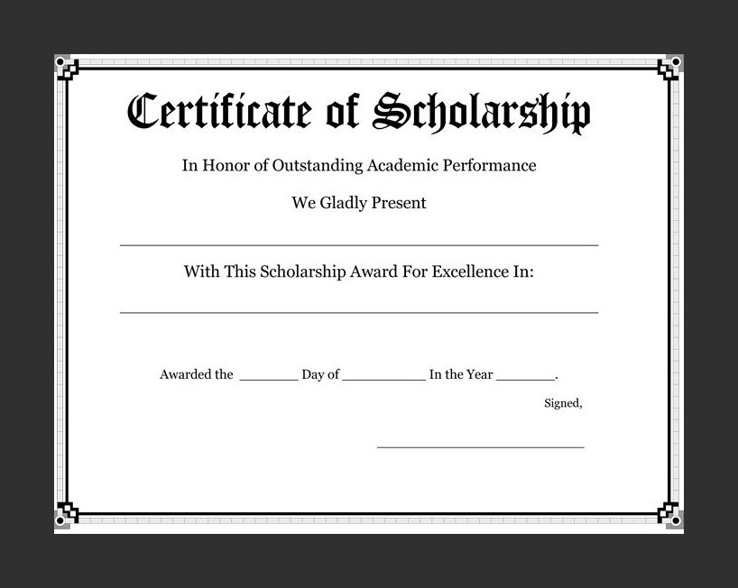 Scholarship Certificate Template Sample Scholarship Certificate Template Sample
