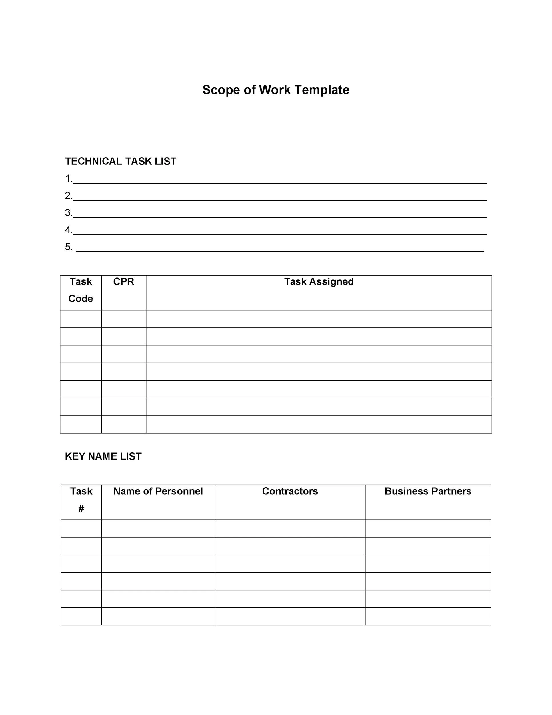 Scope of Work Template Simple Scope of Work Template Word