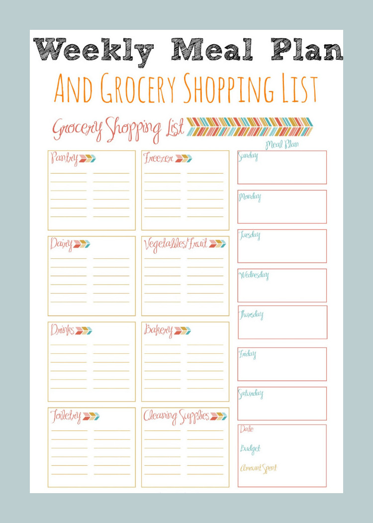 Weekly Meal Planner Template with Grocery List Sample Weekly Meal Planner Template with Grocery List Sample