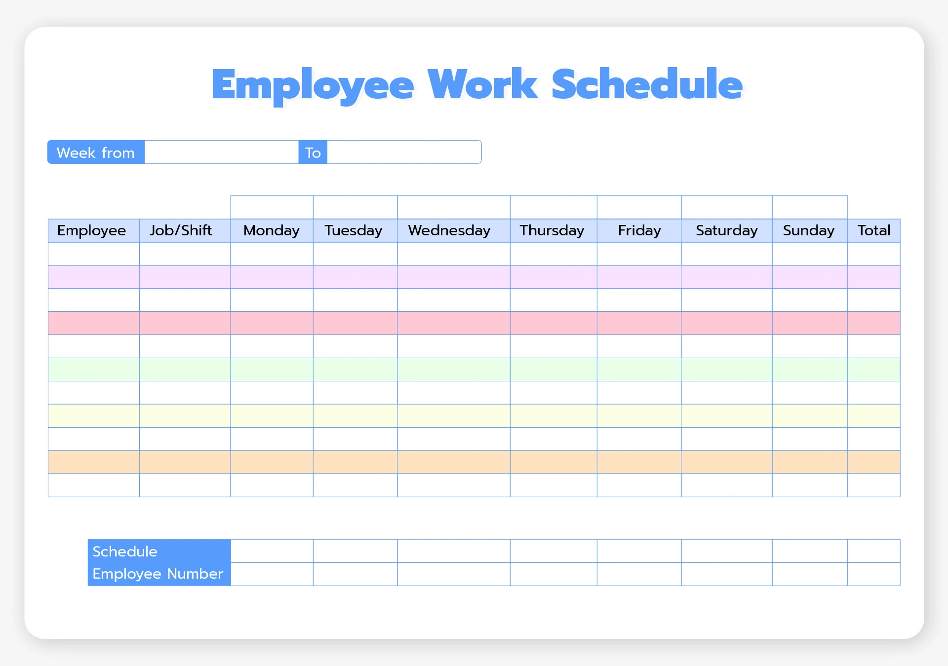 Weekly Staff Schedule Template Simple Weekly Staff Schedule Template