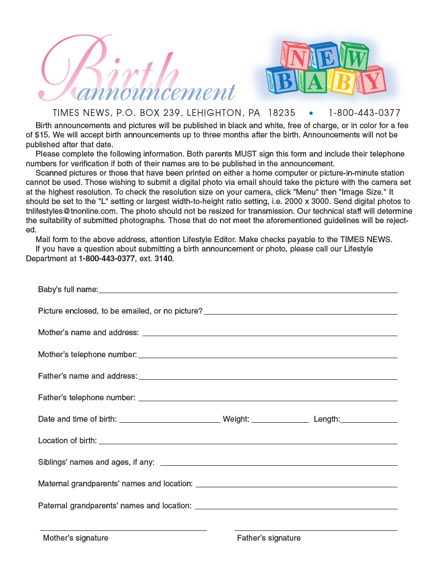 birth announcement template 23 birth announcement template 23